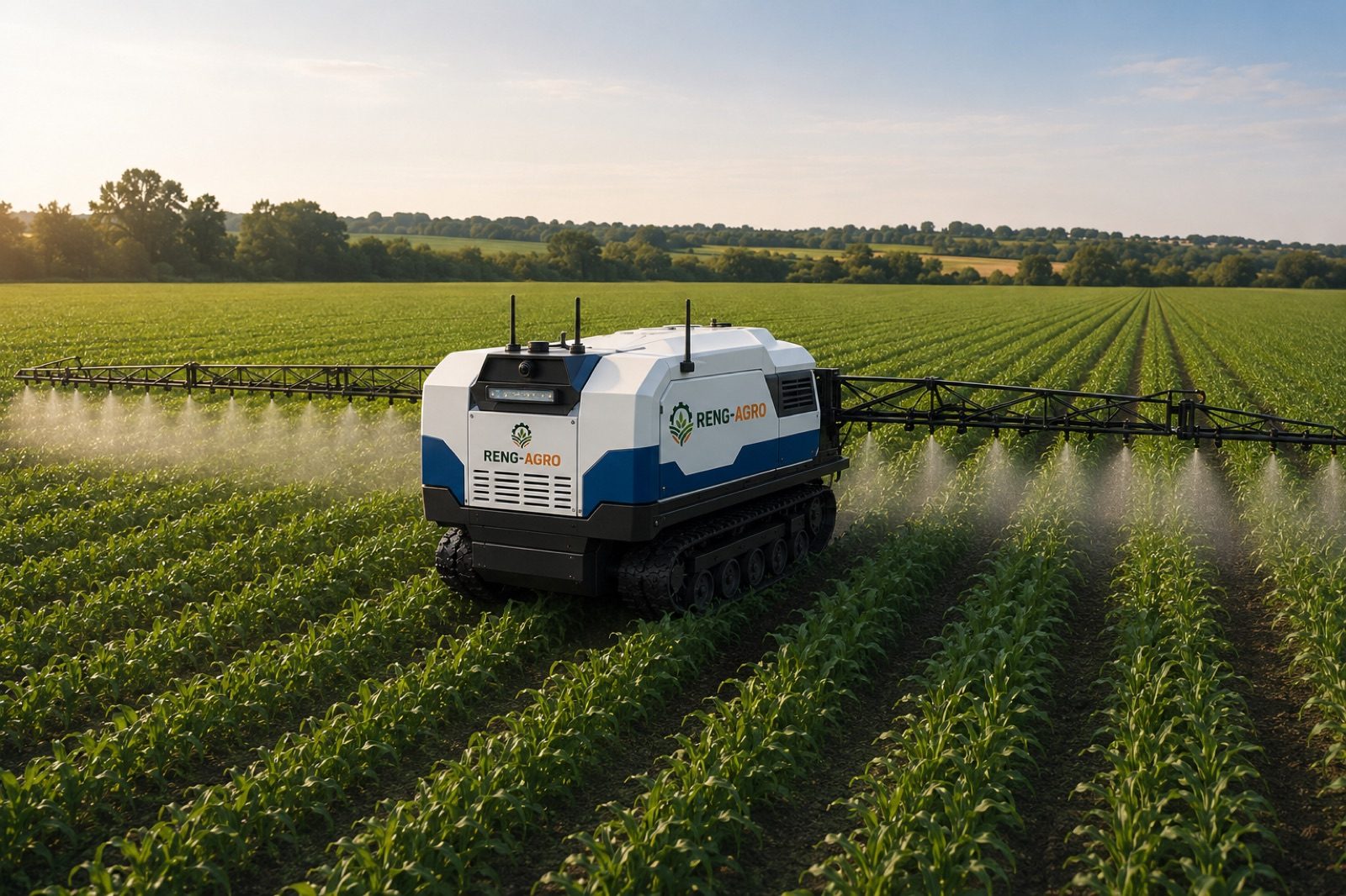 Гусеничная платформа RENG-AGRO выполняет обработку поля